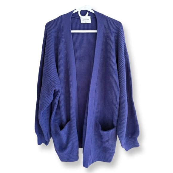 Aritzia Wilfred Free Unwind Cozy Open Front Wool Chunky Cardigan Purple Size XL - Picture 3 of 13